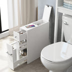 Meuble de rangement de salle de bain Spirich Home Slim, porte-papier toilette autoportant, meuble de salle de bain avec tiroir coulissant
