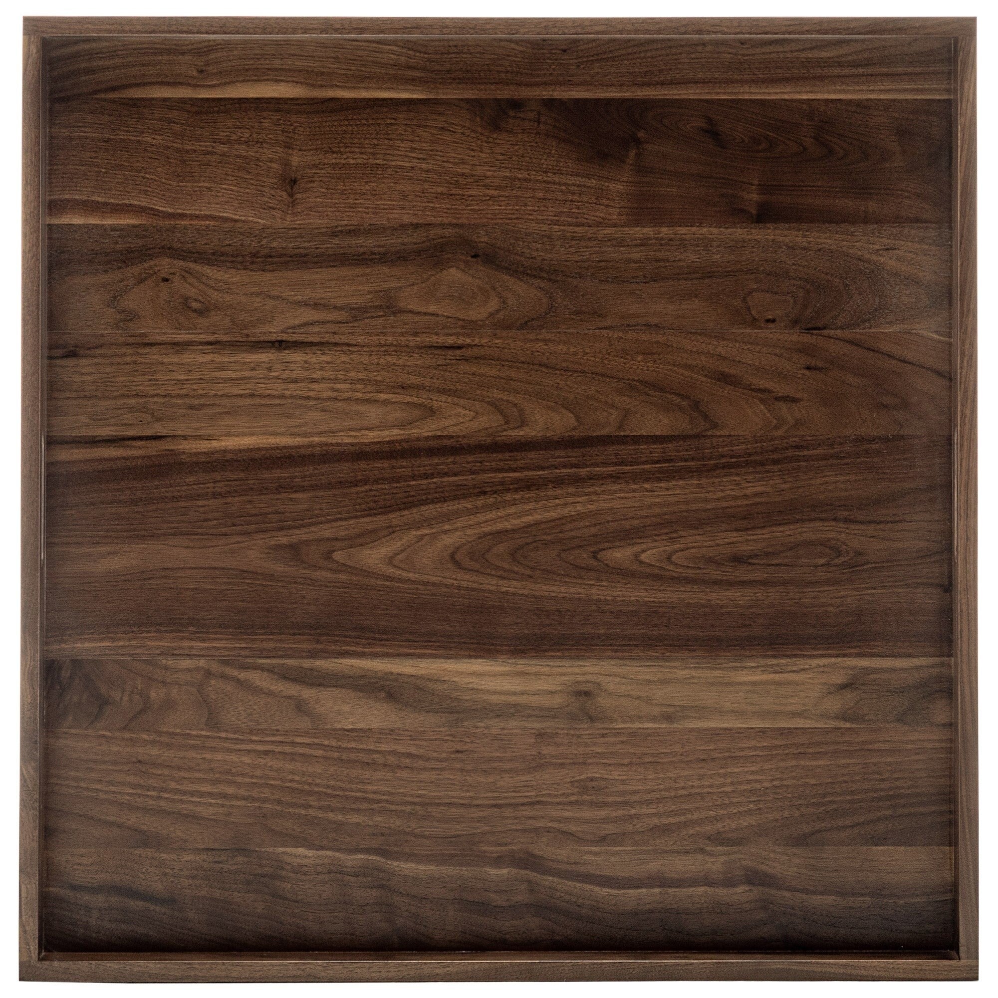 Plateau de service carré en bois de noyer noir KINWELL Plateau ottoman avec poignées