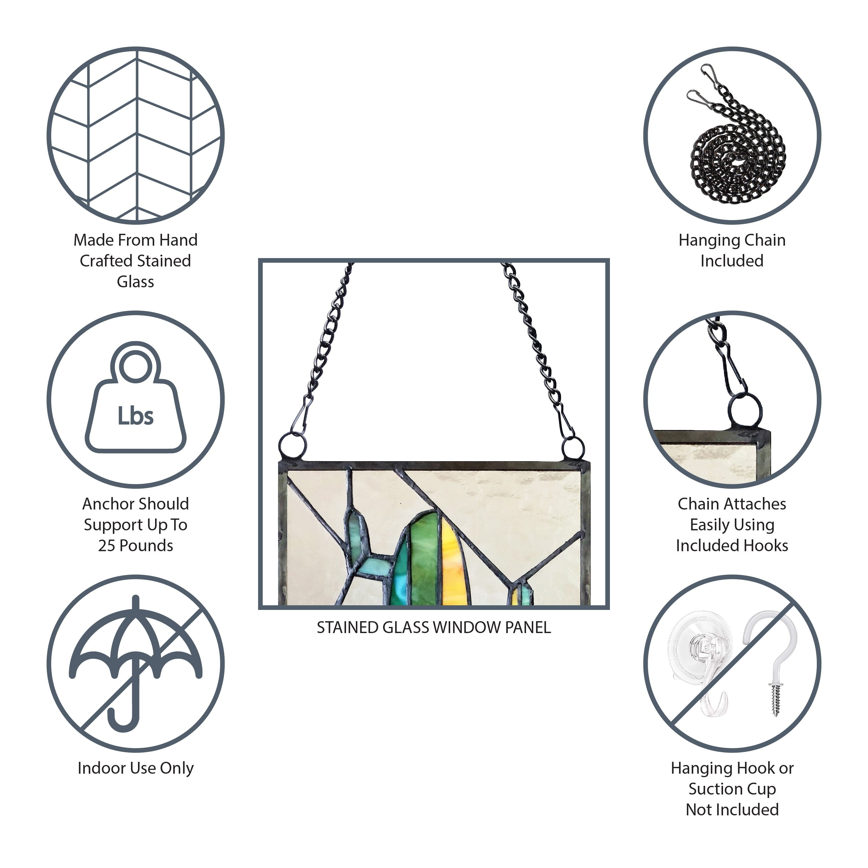 Panneau de vitrail victorien 22 H par River of Goods