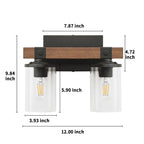 Applique murale de salle de bain Starsky 2/3/4 lumières, style ferme moderne, à intensité variable, en verre avec abat-jour cylindrique transparent