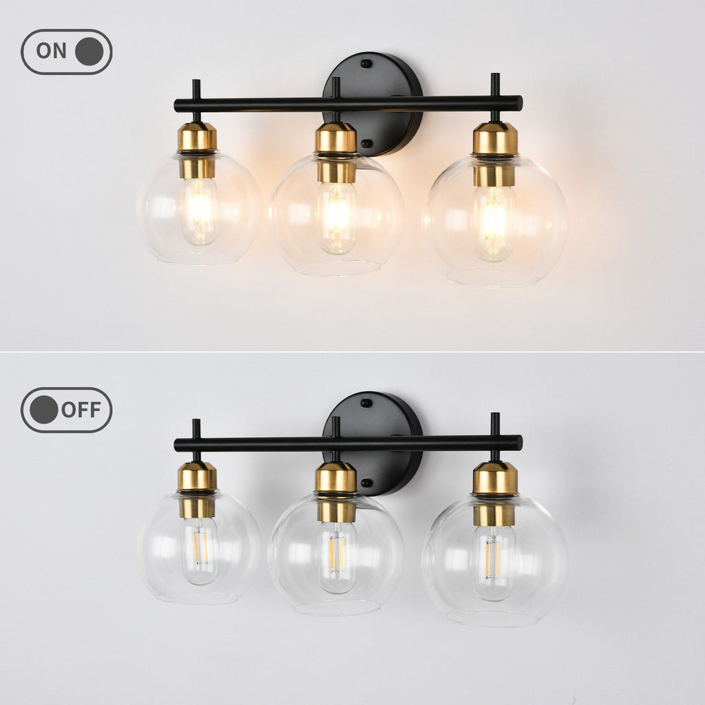 Applique de salle de bain moderne Starsky à 4 lumières et intensité variable avec abat-jour en verre globe