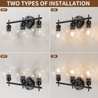 Applique de salle de bain moderne Starsky à 4 lumières et intensité variable avec abat-jour en verre globe