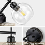 Applique de salle de bain moderne Starsky à 4 lumières et intensité variable avec abat-jour en verre globe