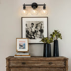 Applique de salle de bain moderne Starsky à 4 lumières et intensité variable avec abat-jour en verre globe