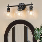 Applique de salle de bain moderne Starsky à 4 lumières et intensité variable avec abat-jour en verre globe