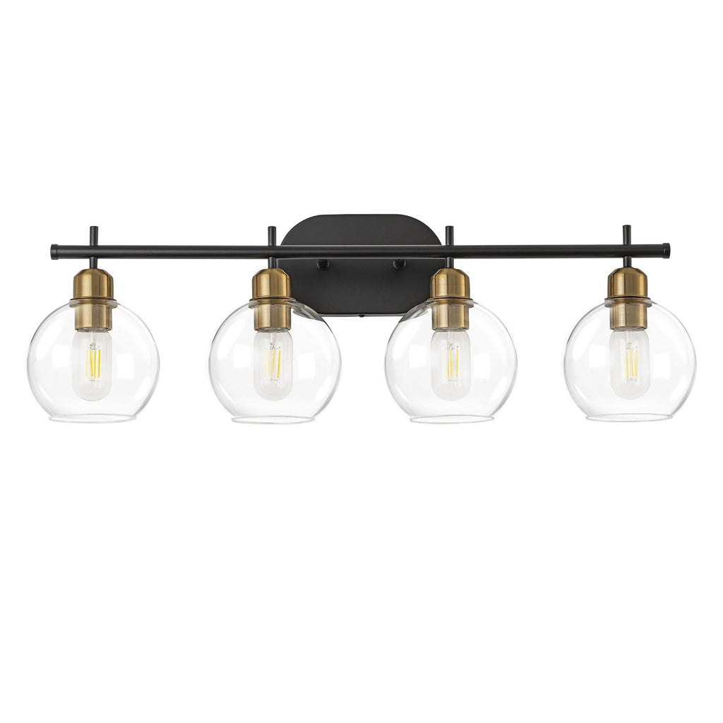 Applique de salle de bain moderne Starsky à 4 lumières et intensité variable avec abat-jour en verre globe