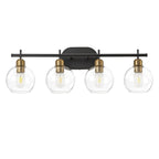 Applique de salle de bain moderne Starsky à 4 lumières et intensité variable avec abat-jour en verre globe