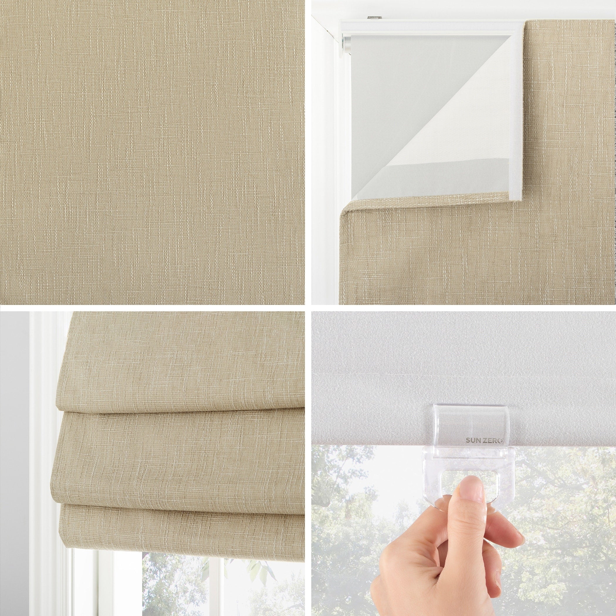 Store romain texturé sans fil Sun Zero Pryer, occultant total