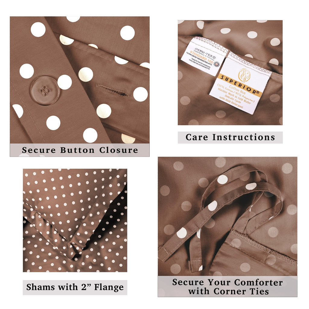 Parure de lit en mélange de coton à pois 600 fils au pouce carré de qualité supérieure