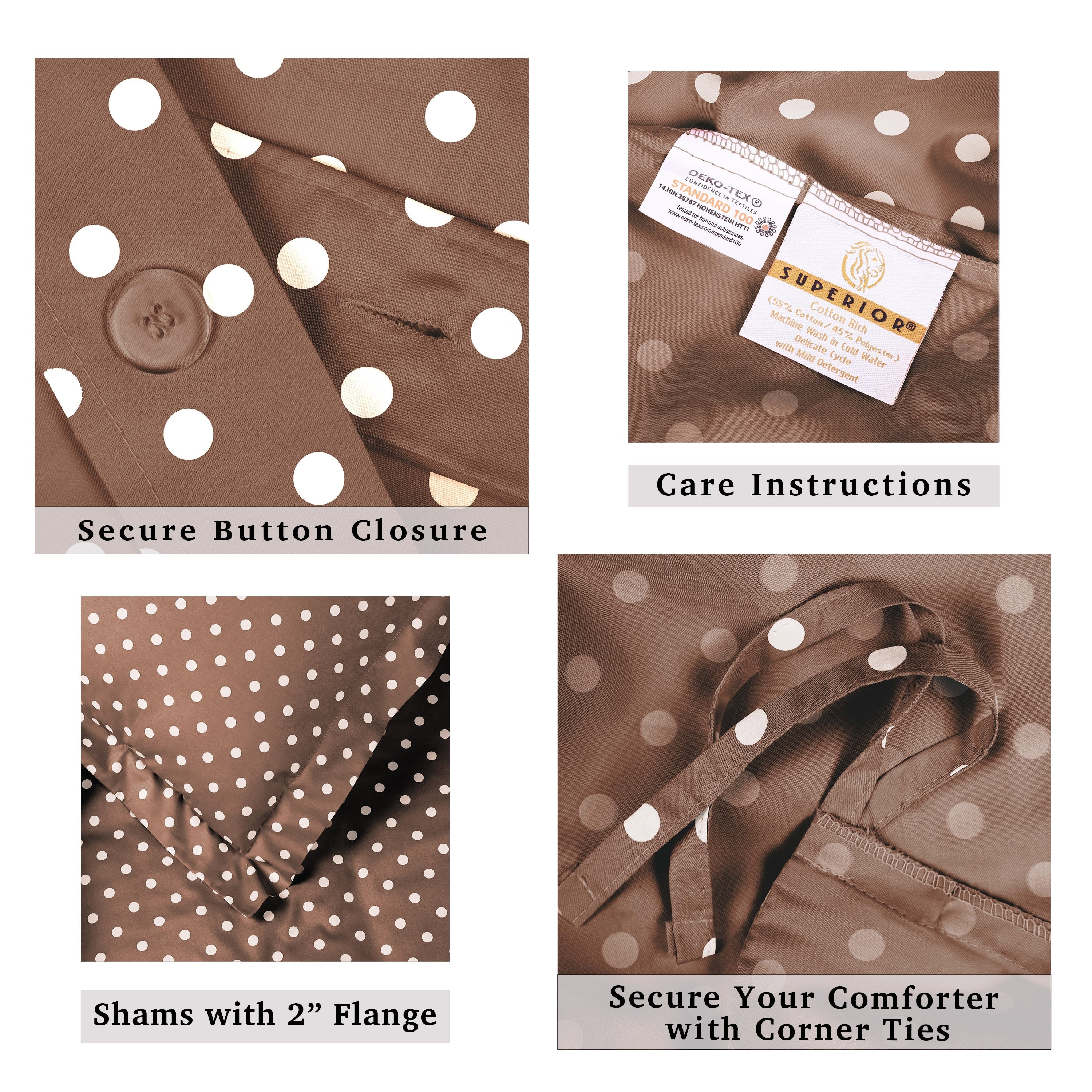 Parure de lit en mélange de coton à pois 600 fils au pouce carré de qualité supérieure