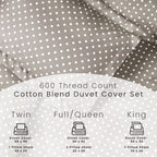 Parure de lit en mélange de coton à pois 600 fils au pouce carré de qualité supérieure