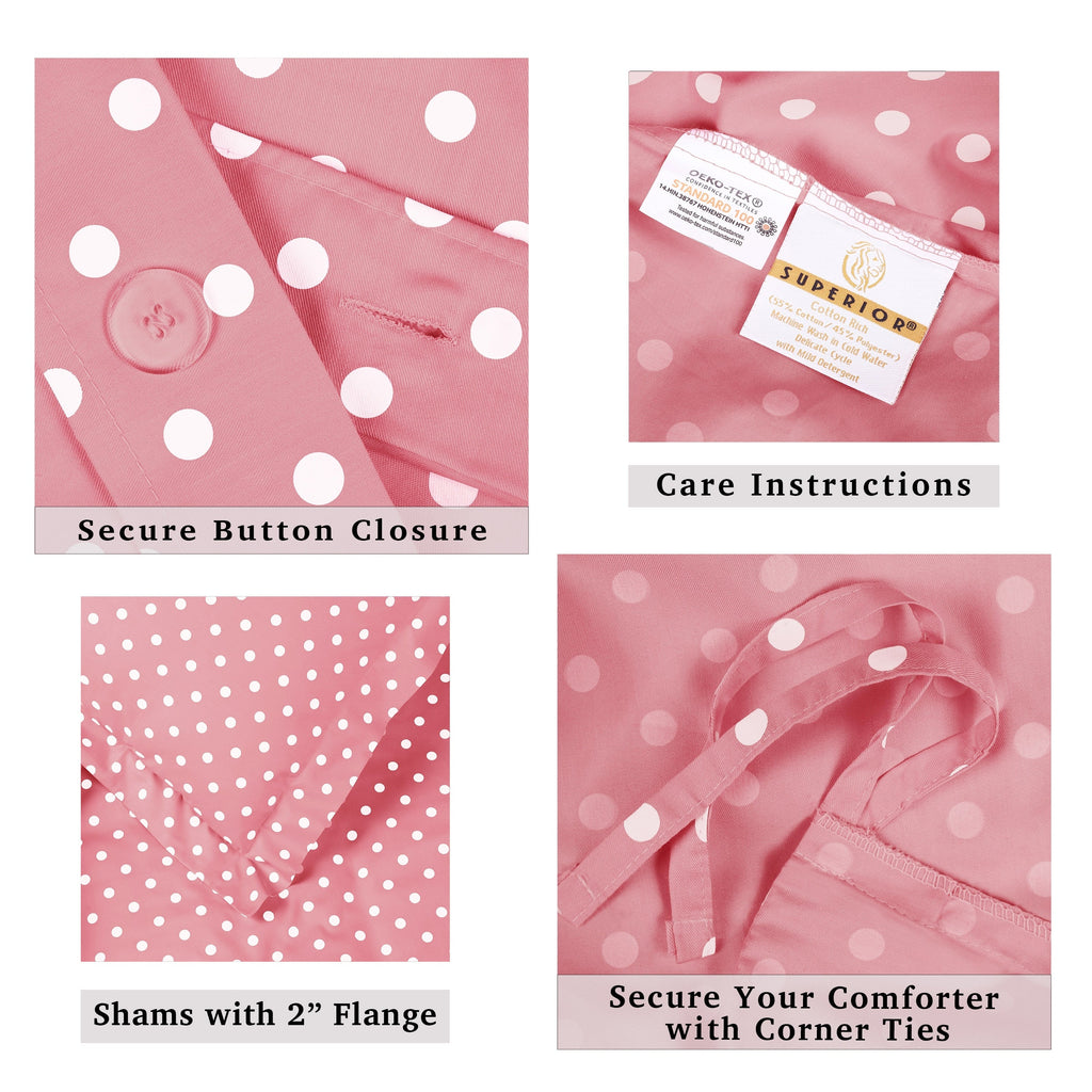 Parure de lit en mélange de coton à pois 600 fils au pouce carré de qualité supérieure