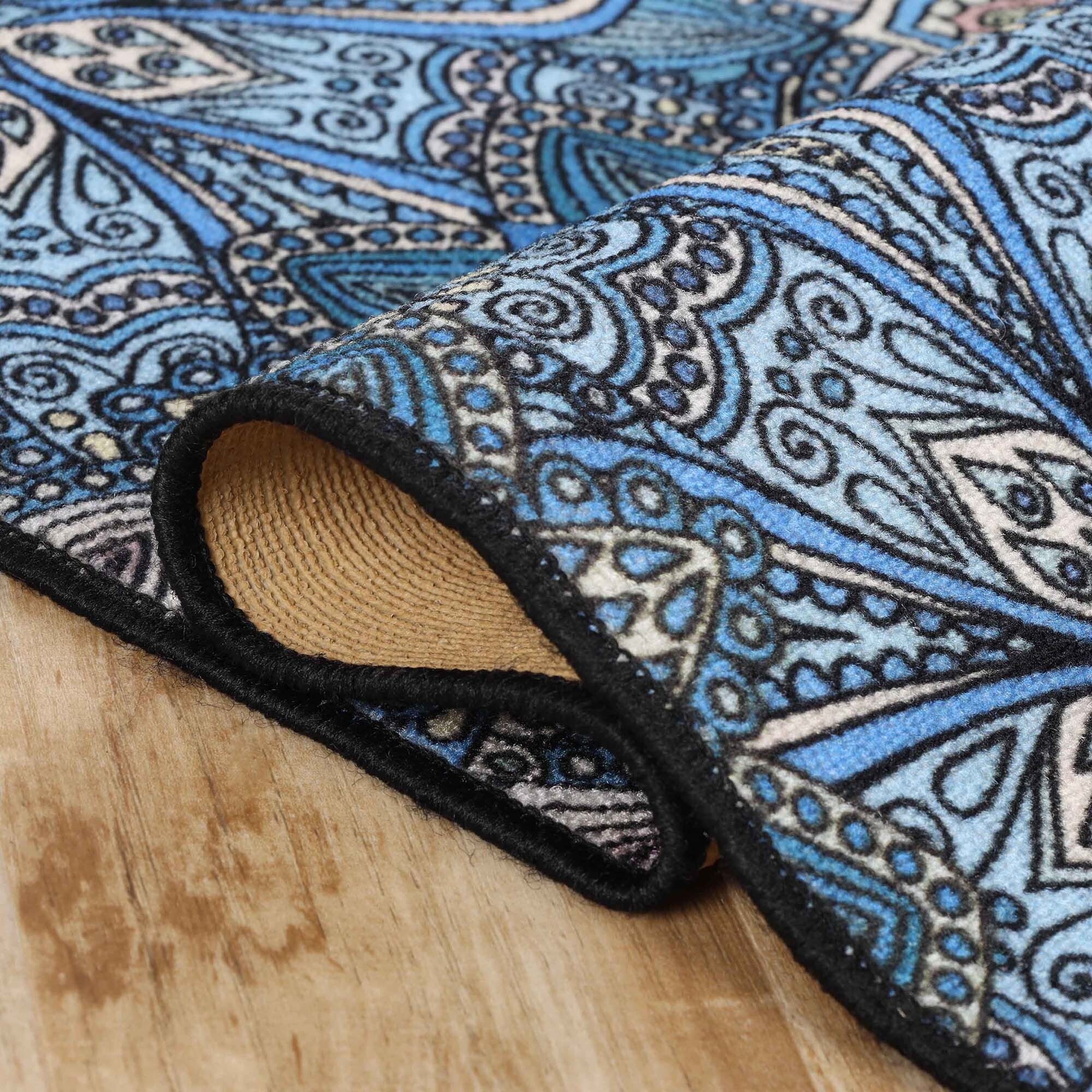 Tapis d'intérieur et d'extérieur antidérapant à motif floral bohème Cassidy de qualité supérieure