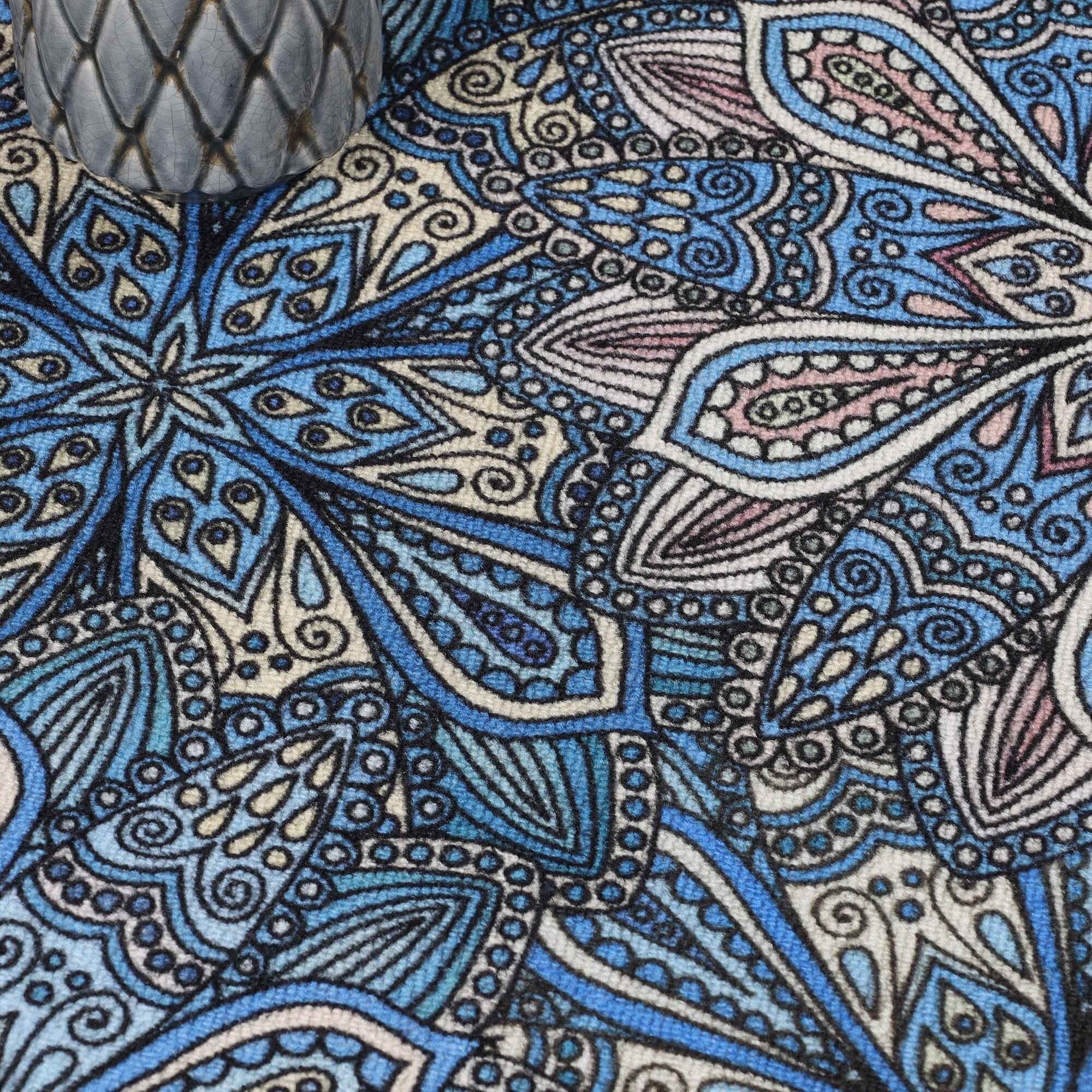 Tapis d'intérieur et d'extérieur antidérapant à motif floral bohème Cassidy de qualité supérieure