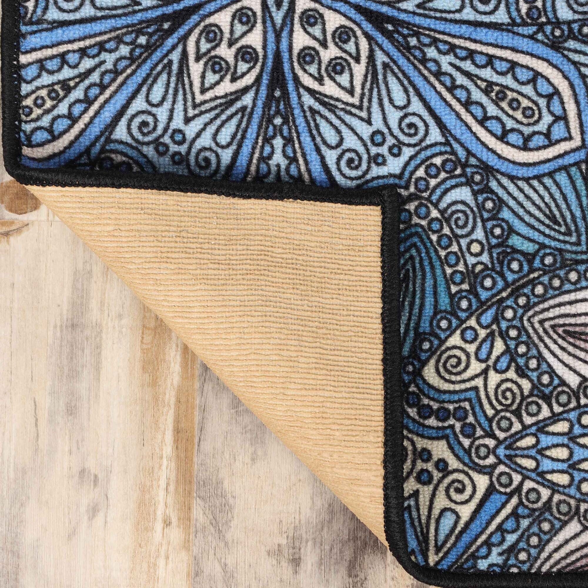 Tapis d'intérieur et d'extérieur antidérapant à motif floral bohème Cassidy de qualité supérieure