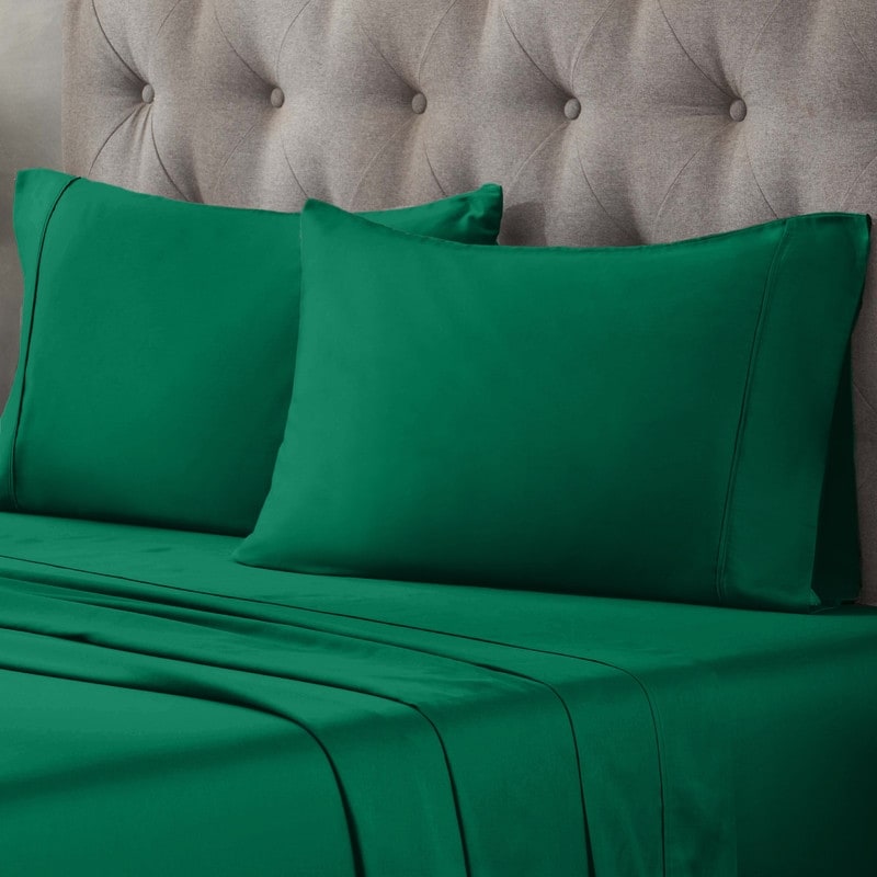 Parure de lit en coton égyptien de qualité supérieure, 400 fils au pouce carré, avec poche profonde et couleur unie