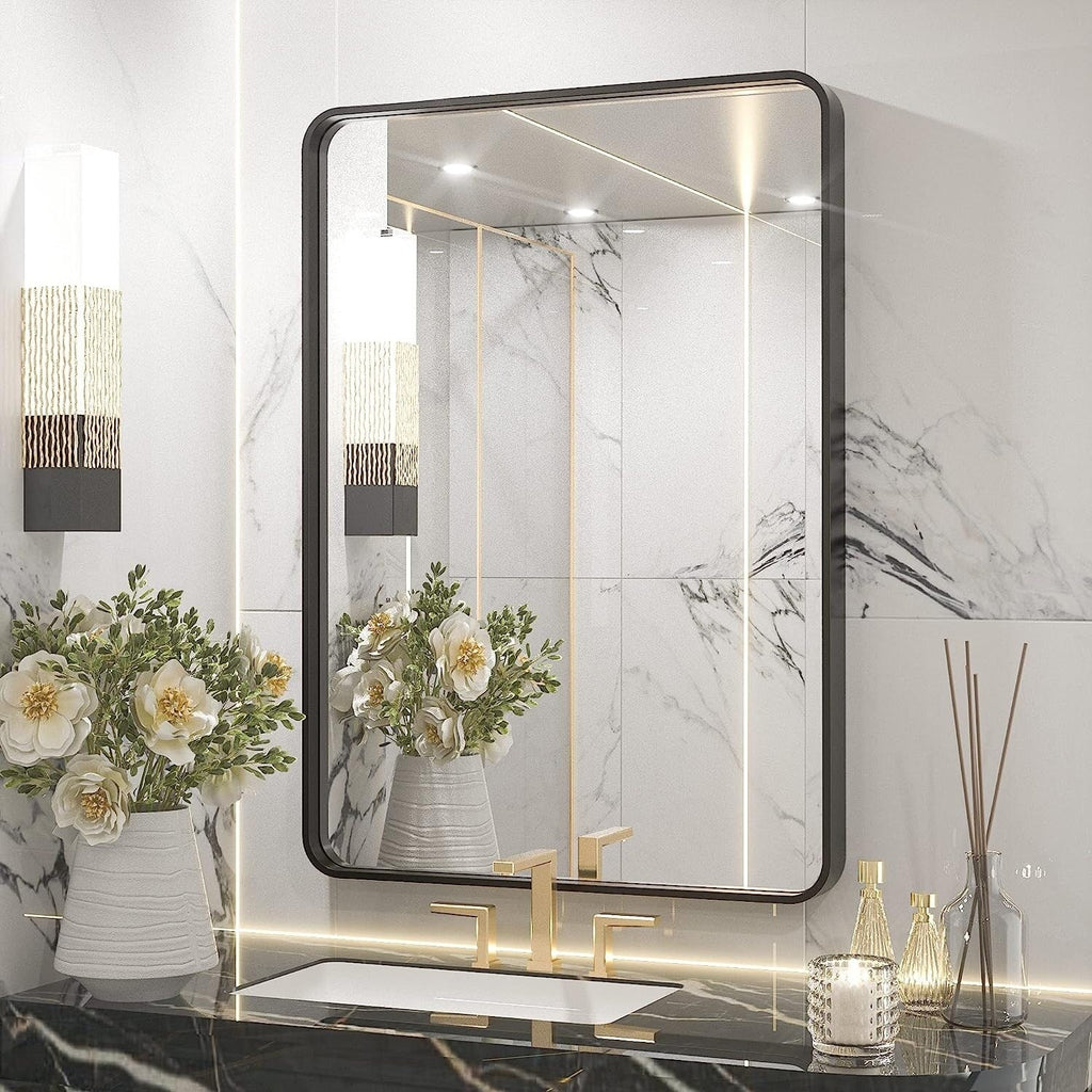 Miroir de salle de bain mural moderne avec cadre en métal TETOTE