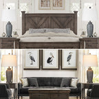 Lampes de table en résine grise avec variateur tactile à 3 positions, port de charge USB et prise secteur (lot de 2)