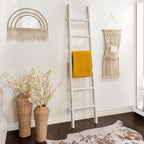 Échelle de rangement rustique Sagebrook Home de 1,8 m de haut, décorative et autoportante, pour le rangement – ​​48 x 5 x 193 cm