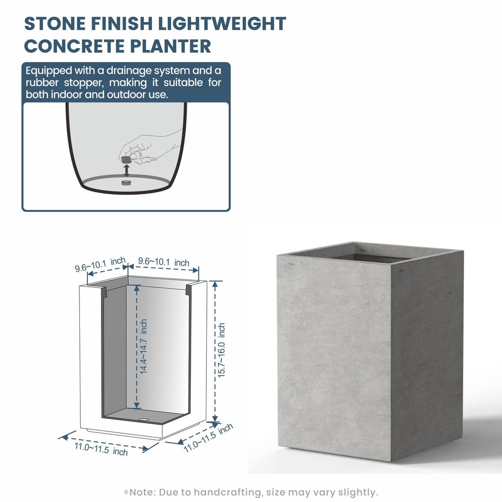 Jardinières rectangulaires en béton de grande taille / Grandes jardinières d'intérieur et d'extérieur