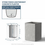 Jardinières rectangulaires en béton de grande taille / Grandes jardinières d'intérieur et d'extérieur