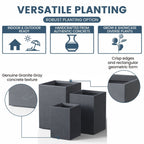 Jardinières rectangulaires en béton de grande taille / Grandes jardinières d'intérieur et d'extérieur