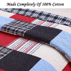 Parure de lit queen size à carreaux bleus et rouges Thomas Firetruck