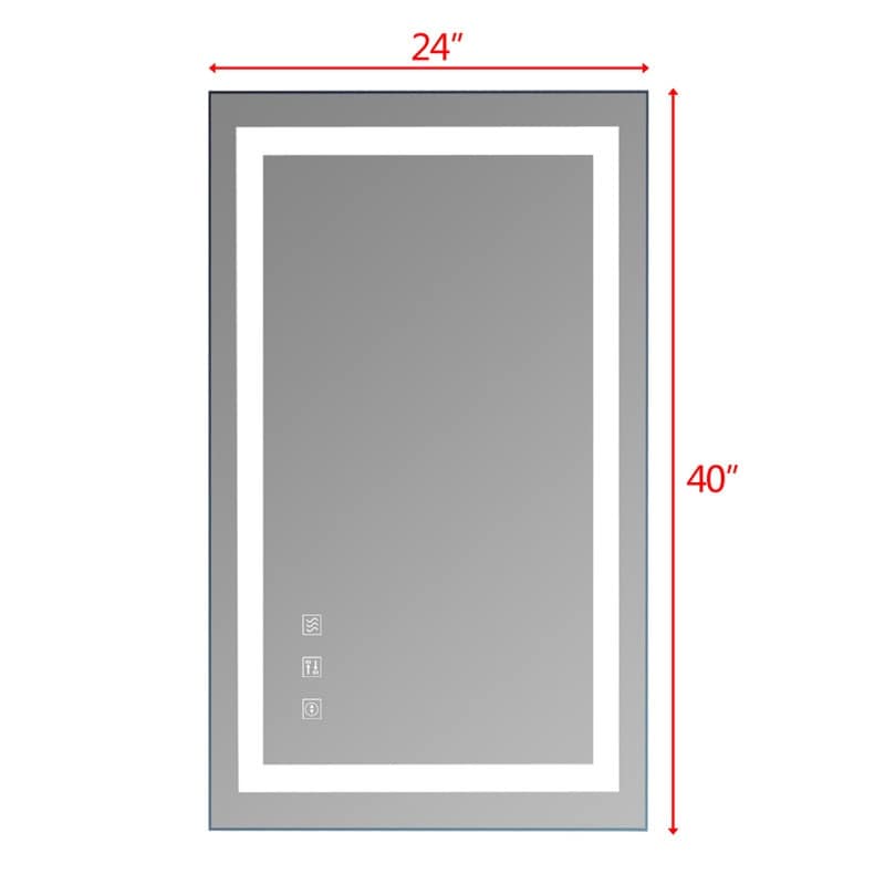 Miroir de salle de bain tactile à LED tricolore avec lumières à intensité variable