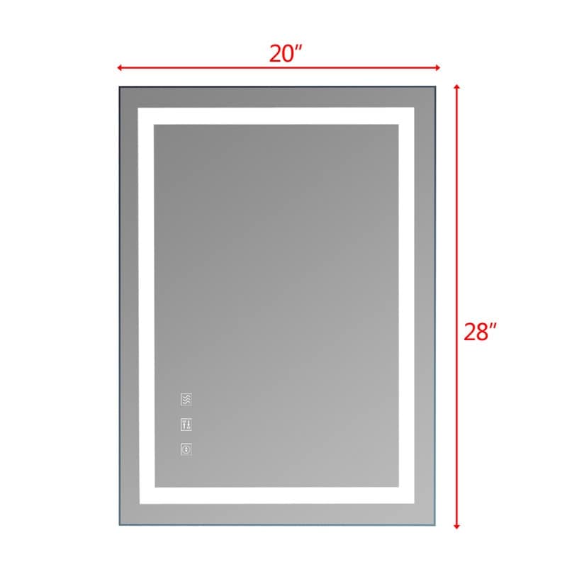 Miroir de salle de bain tactile à LED tricolore avec lumières à intensité variable