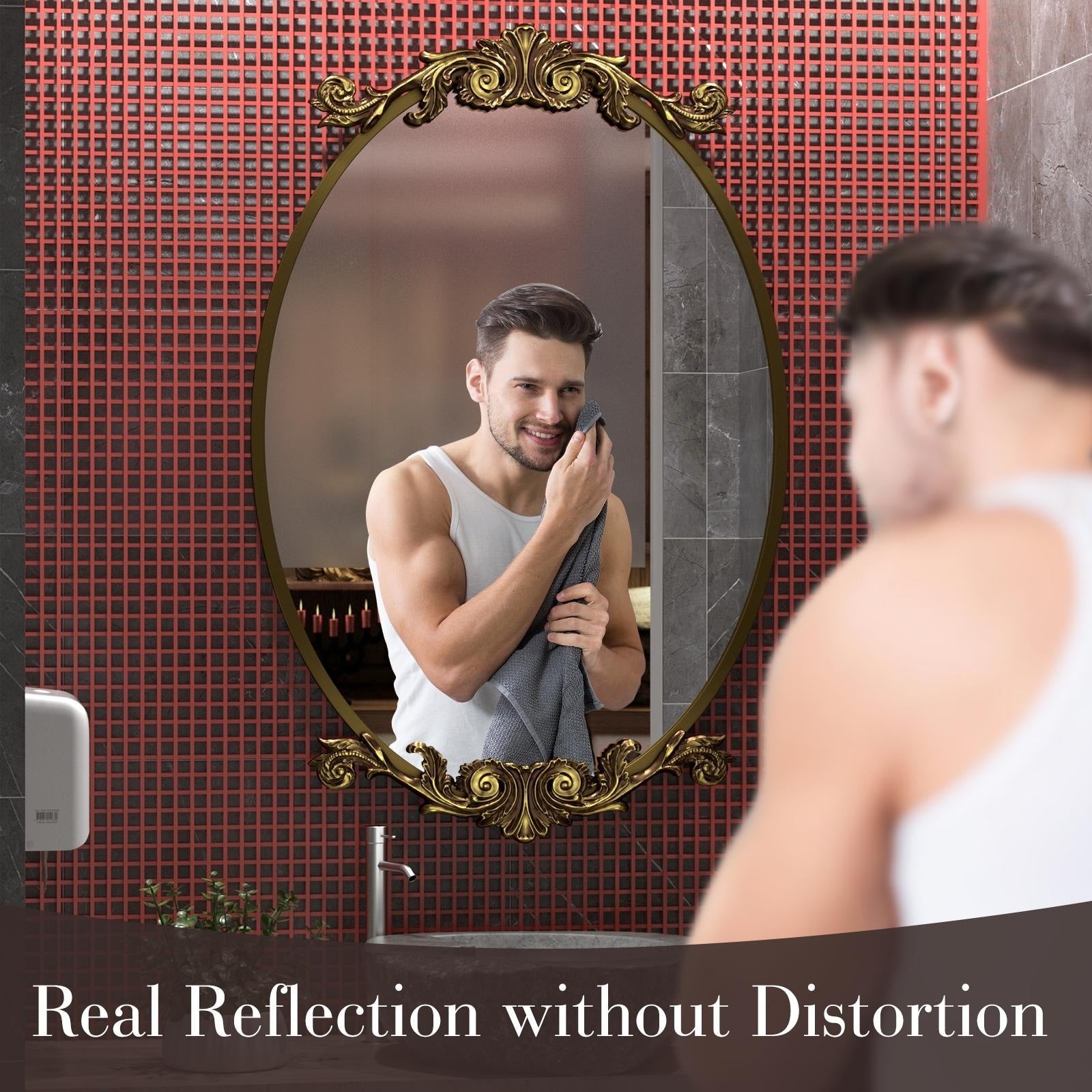 Miroir mural baroque ovale vintage orné