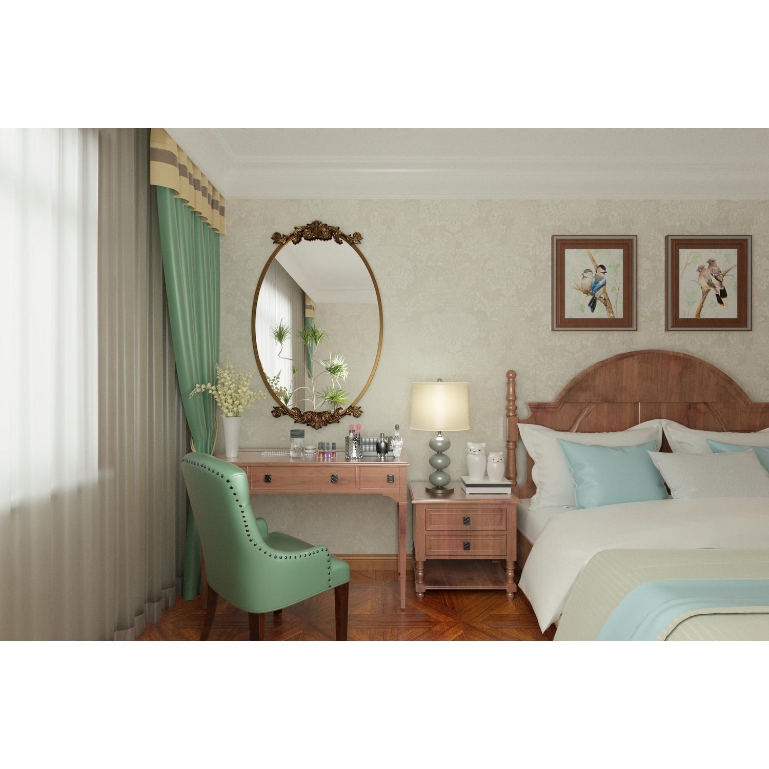 Miroir mural baroque ovale vintage orné