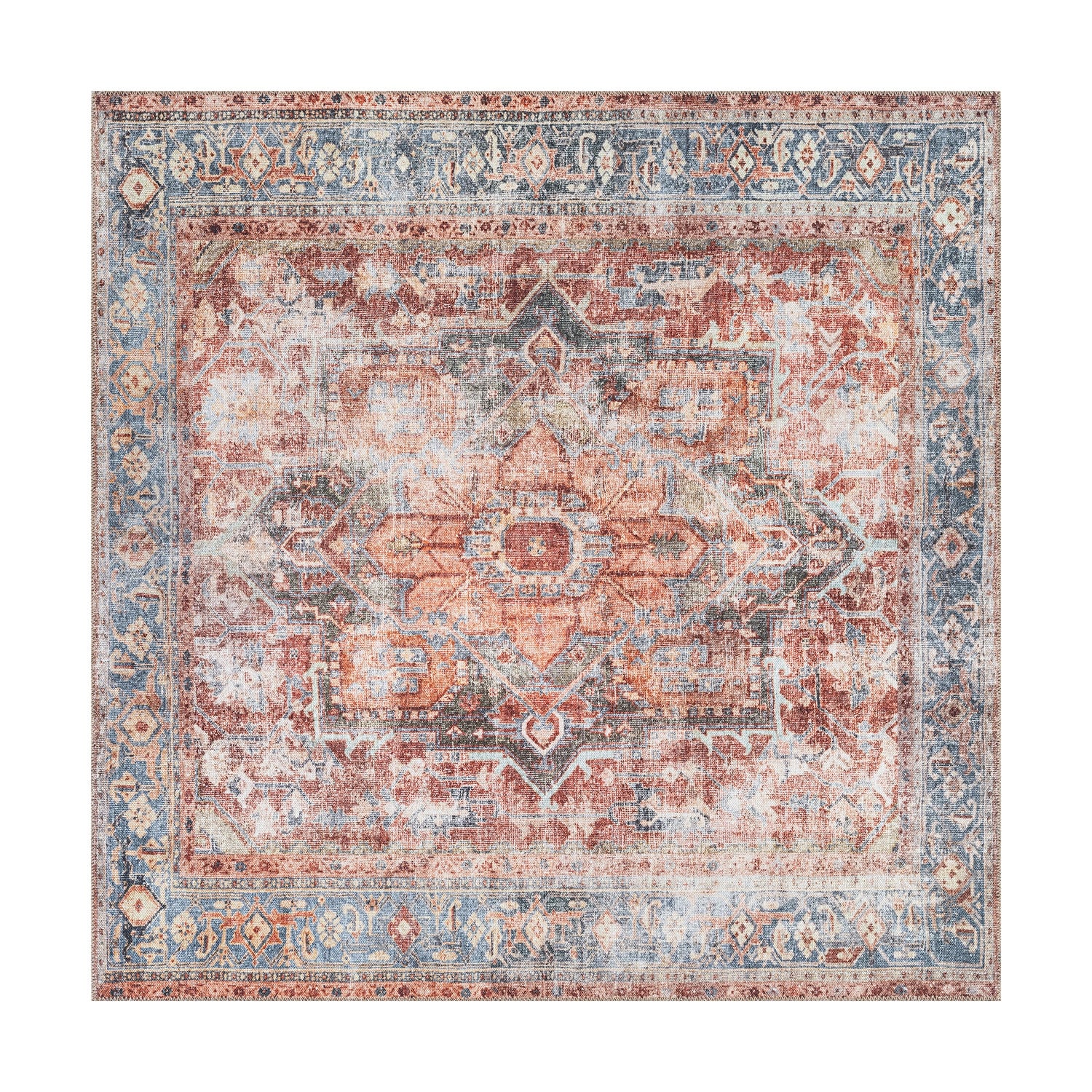 Tapis traditionnel vieilli lavable en machine