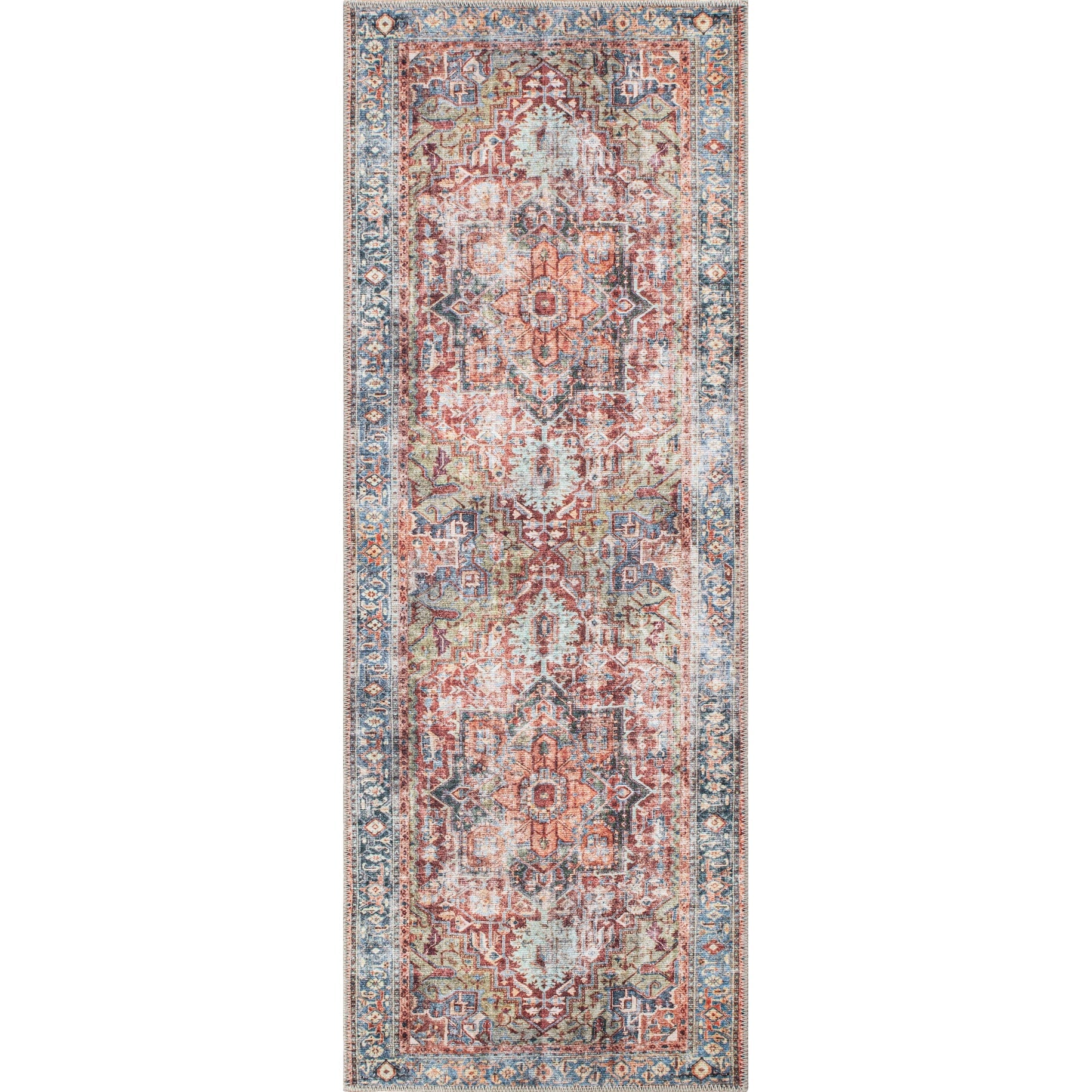Tapis traditionnel vieilli lavable en machine