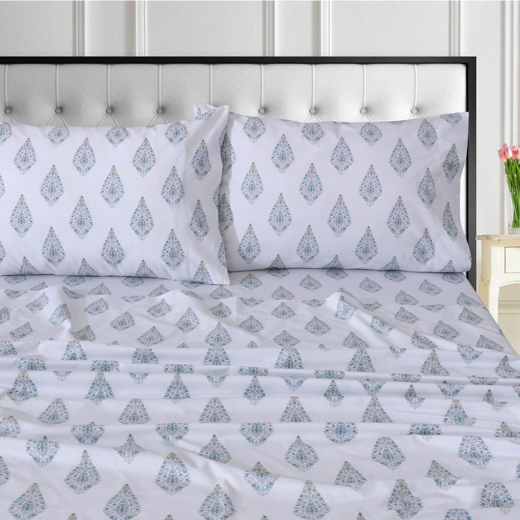 Parure de draps en percale de coton biologique 400 fils Tribeca Living à poches extra profondes