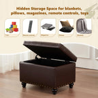 Banc ottoman de rangement capitonné, repose-pieds rectangulaire