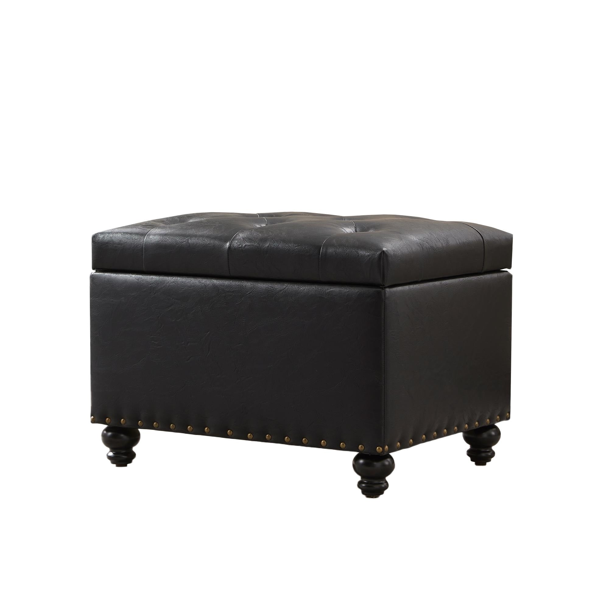 Banc ottoman de rangement capitonné, repose-pieds rectangulaire