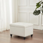 Banc ottoman de rangement capitonné, repose-pieds rectangulaire