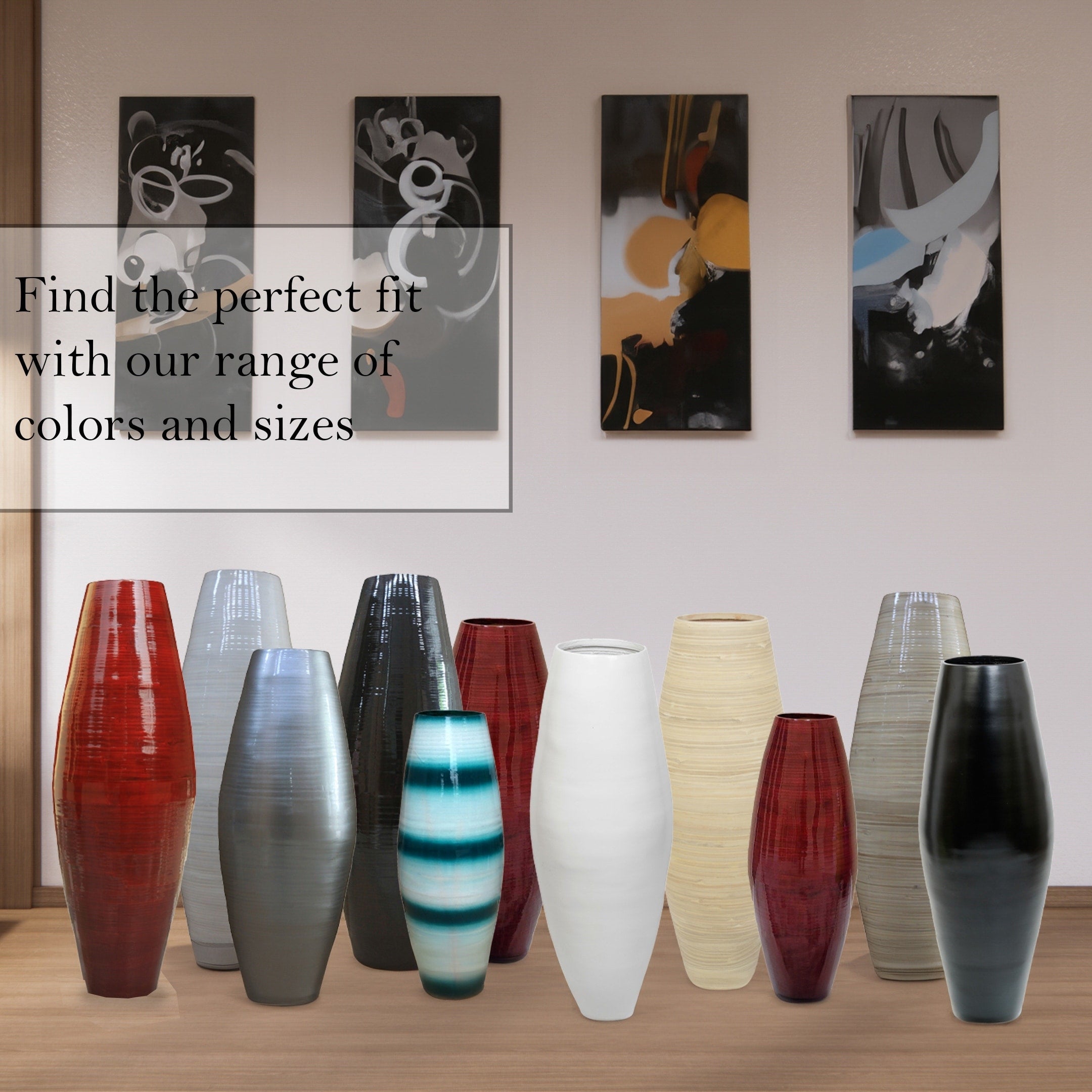 Vase de sol cylindrique en bambou de grande taille, décoratif pour halls d'hôtel et spas, idéal pour le salon ou le couloir.