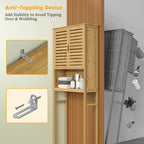 VEIKOUS Armoire de rangement en bambou au-dessus des toilettes, organiseur de salle de bain avec étagère réglable et portes doubles