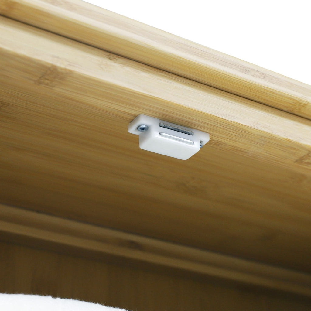 VEIKOUS Armoire de rangement en bambou au-dessus des toilettes, organiseur de salle de bain avec étagère réglable et portes doubles