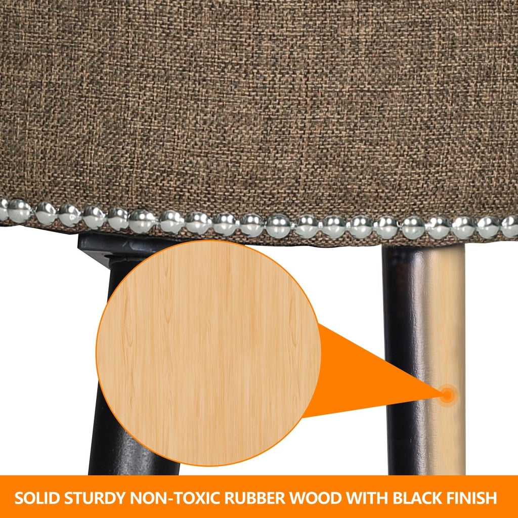 Tabouret de maquillage VEIKOUS avec dossier bas et pieds en bois - 17,3 x 15,7 x 25,1