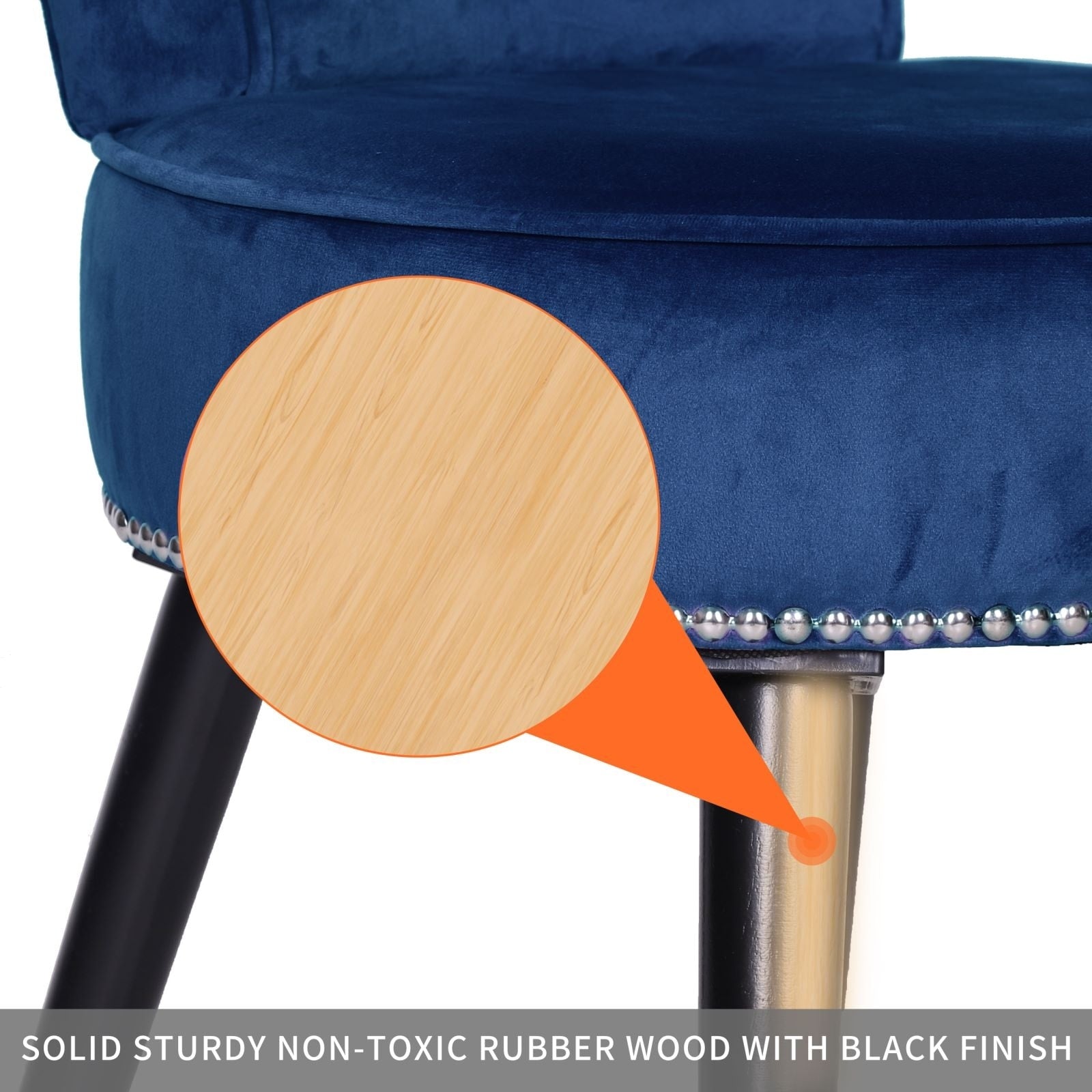 Tabouret de maquillage VEIKOUS avec dossier bas et pieds en bois - 17,3 x 15,7 x 25,1