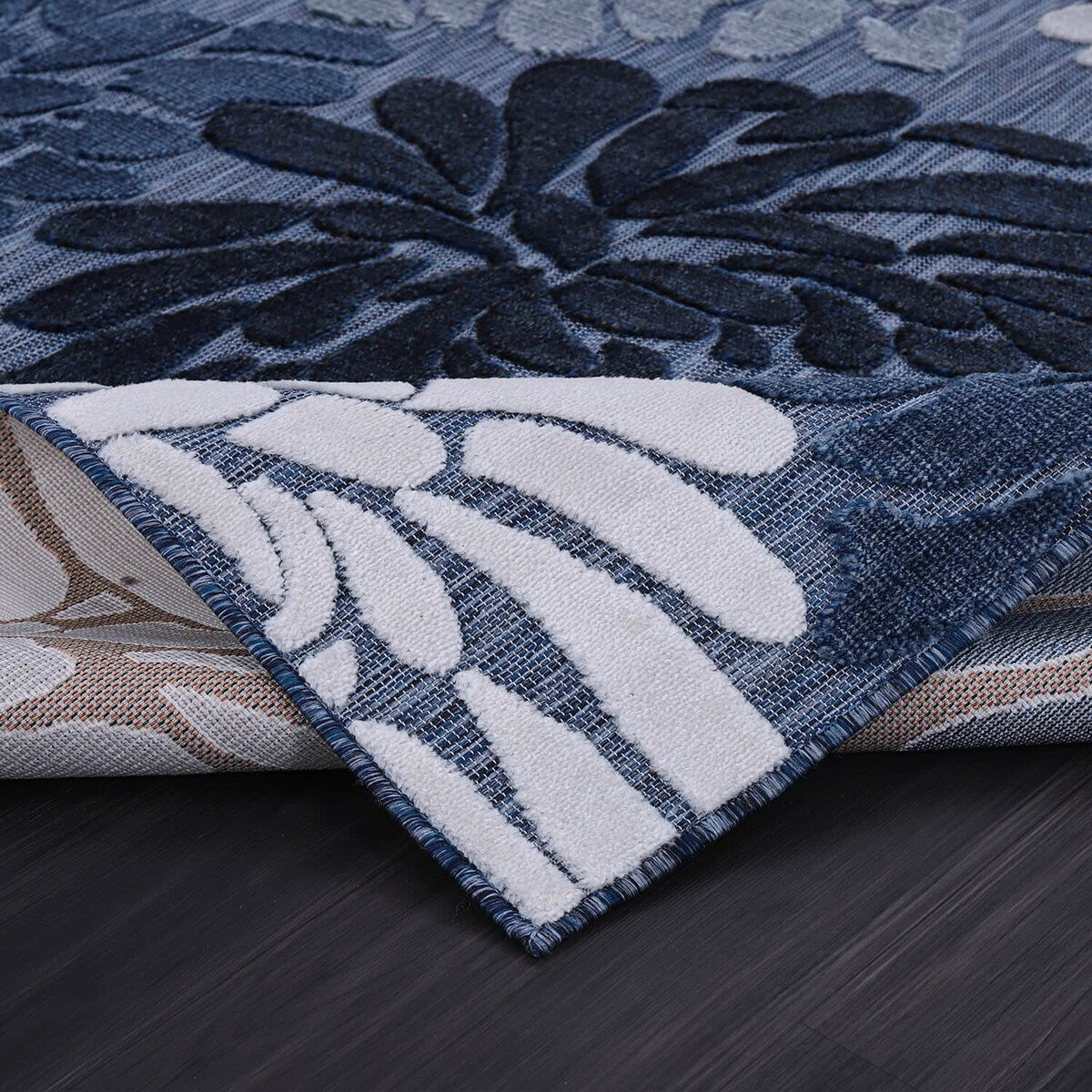 Tapis d'intérieur et d'extérieur à motif floral VILLADECOR, à poils courts et longs, pour terrasse