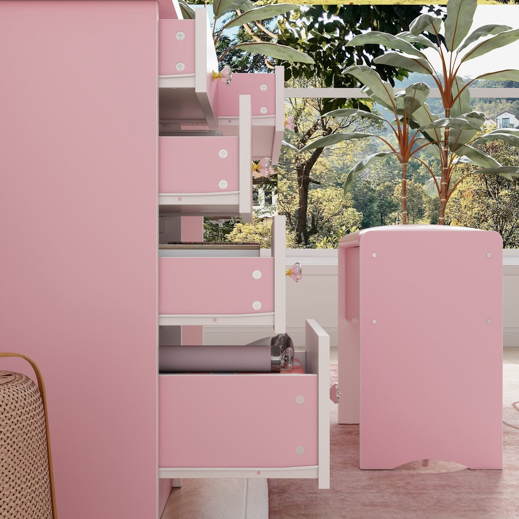 Ensemble de coiffeuse avec miroir et lampe, coiffeuse de maquillage avec tabouret