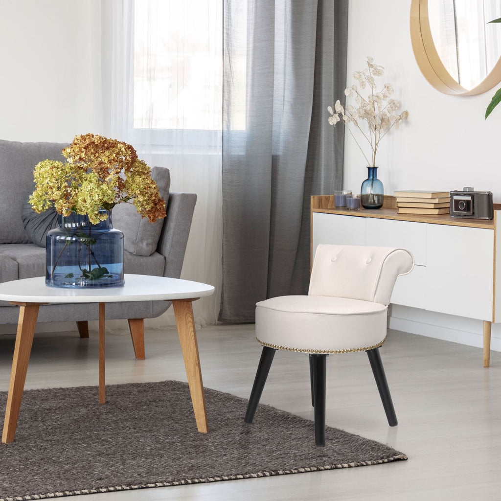 Tabouret de maquillage VEIKOUS avec dossier bas et pieds en bois - 17,3 x 15,7 x 25,1