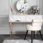 Tabouret de maquillage VEIKOUS avec dossier bas et pieds en bois - 17,3 x 15,7 x 25,1