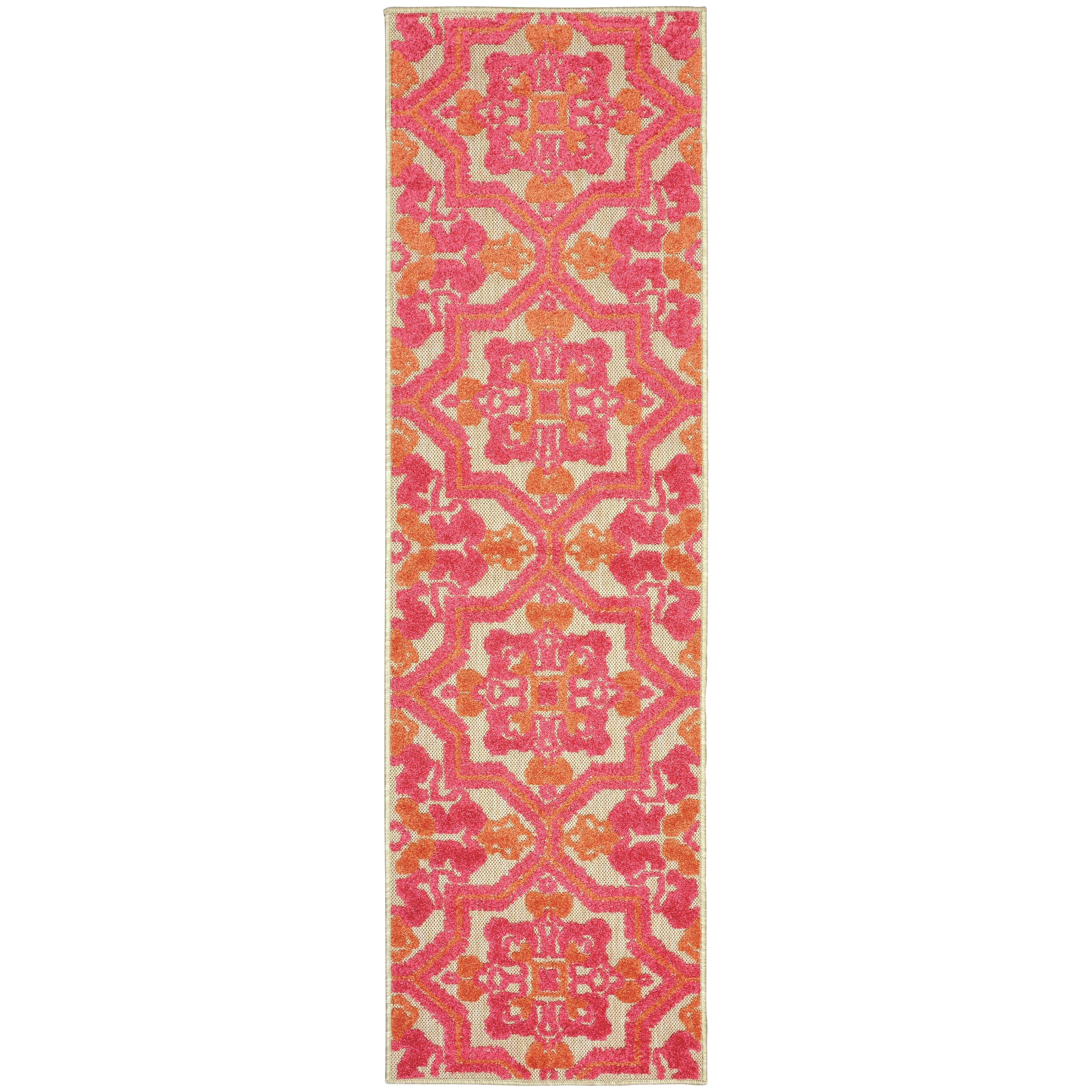 Tapis d'intérieur et d'extérieur Vista Home Capri à poils mixtes rose/orange à motif floral.