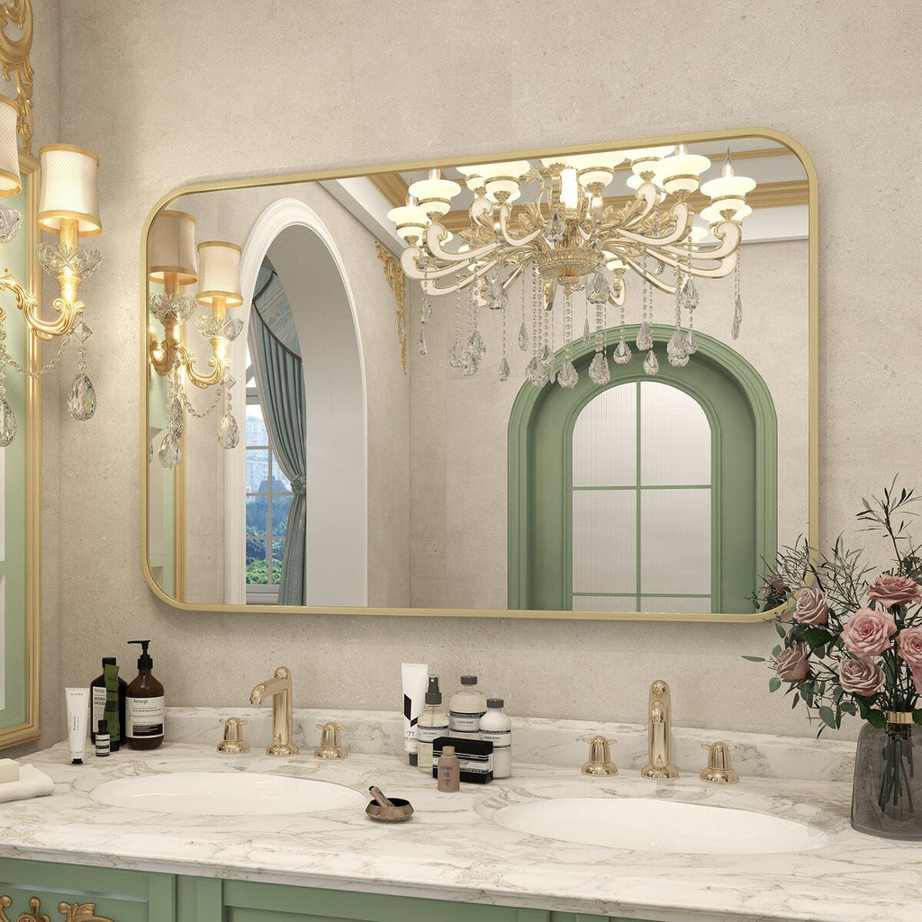 Miroir de salle de bain mural avec coin arrondi