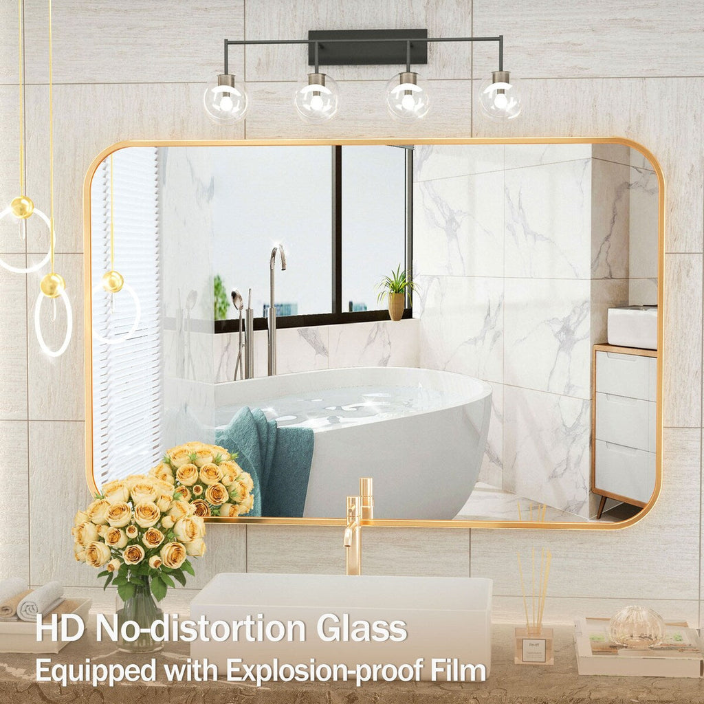 Miroir de salle de bain mural avec coin arrondi