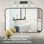 Miroir de salle de bain mural avec coin arrondi